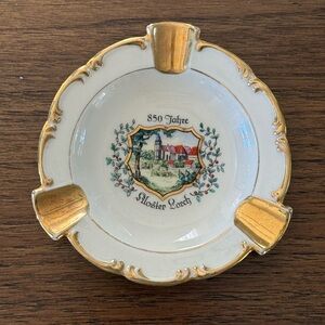 Vintage Souvenir Cigarette Ashtray Scalloped Gold Kloster Lorch Monastery German